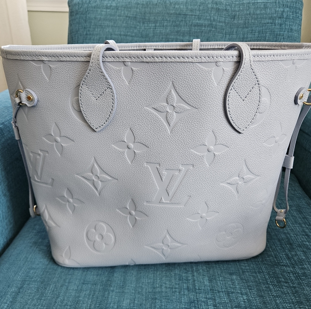 Louis Vuitton Empreiente Blue Neverfull Monogram Tote